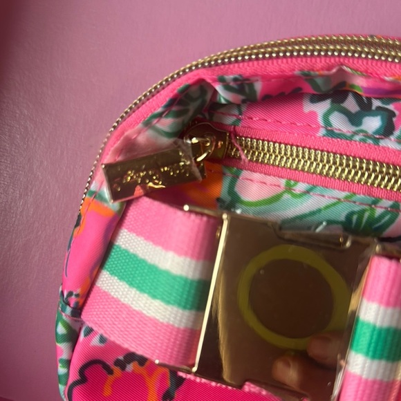 Lilly Pulitzer Pink and Green Cosmetic Bag with Tropical Floral Design - Picture 4 of 6